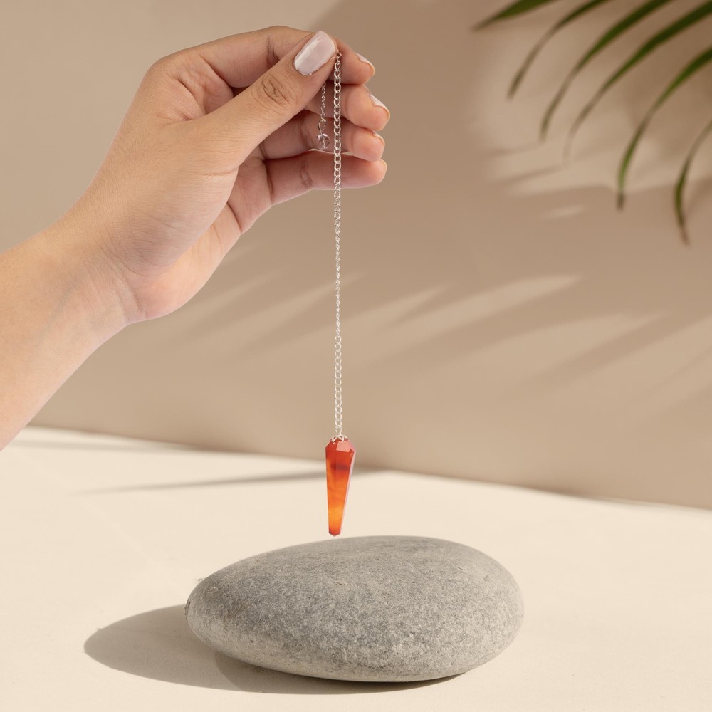 Carnelian Pendulum Crystal, Faceted Pendulum Divination Tools, Dowsing Pendulum