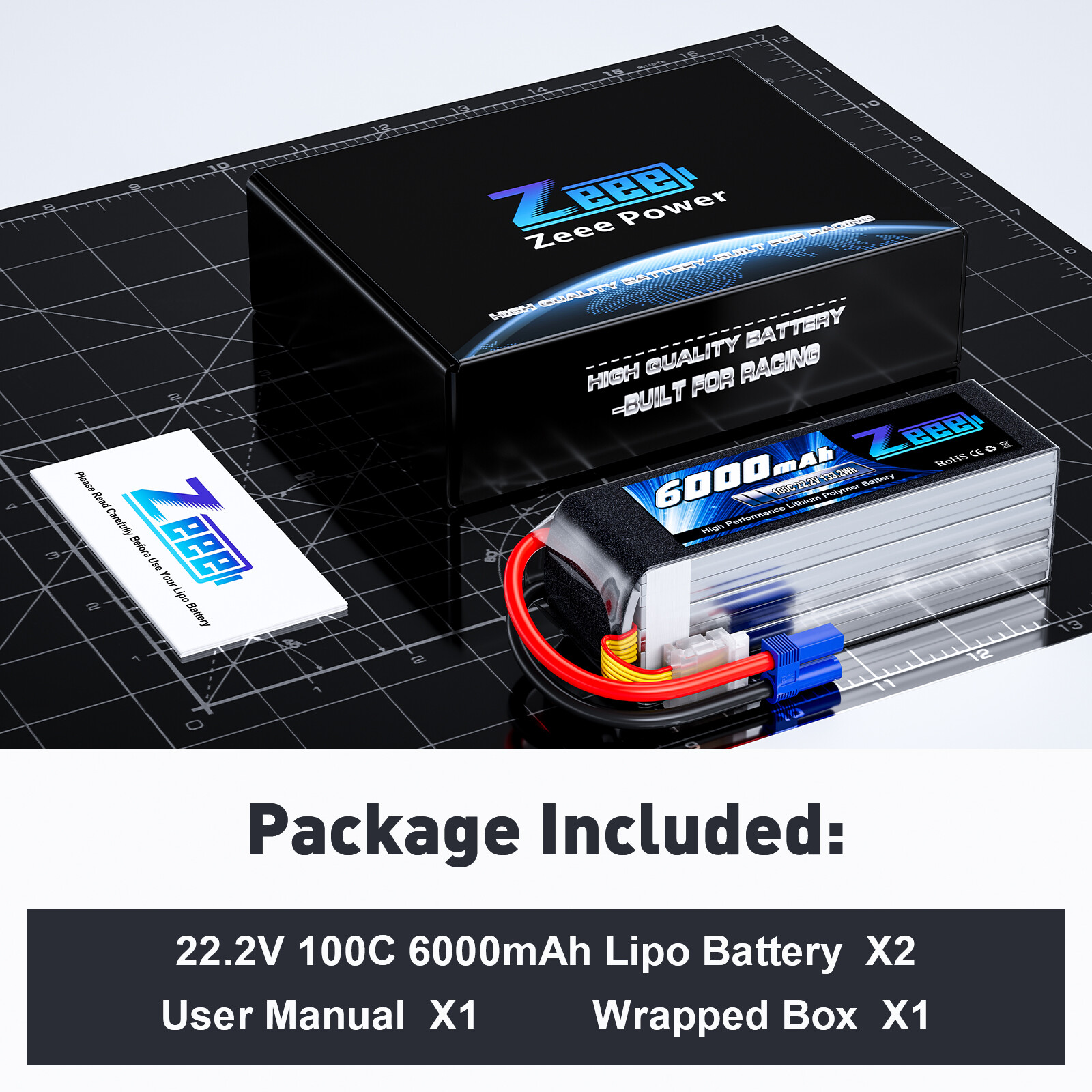 2PCS Zeee 6S Lipo Battery 6000mAh 22.2V 100C EC5 Plug for RC Car Helicopter Boat