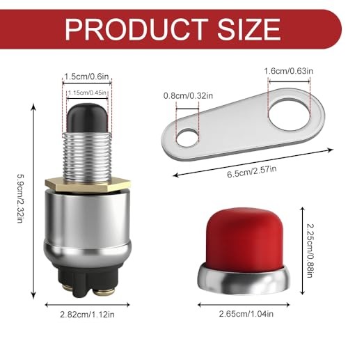 3PCS Push Button Starter Switch 12V 50A, Push Start Button, 12V 50A Heavy Red-3
