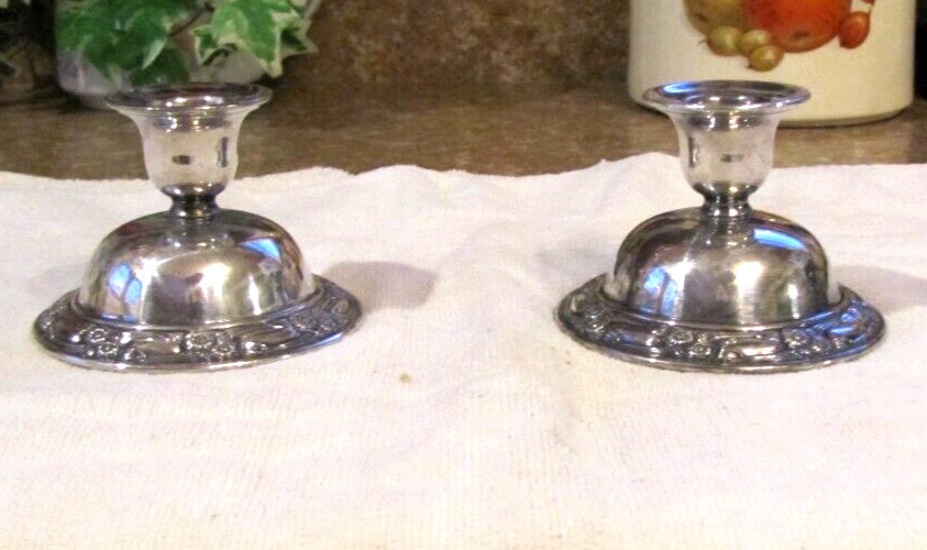 Vintage Oneida Silversmiths Silverplated Candle Holders Park Lane Floral Pattern