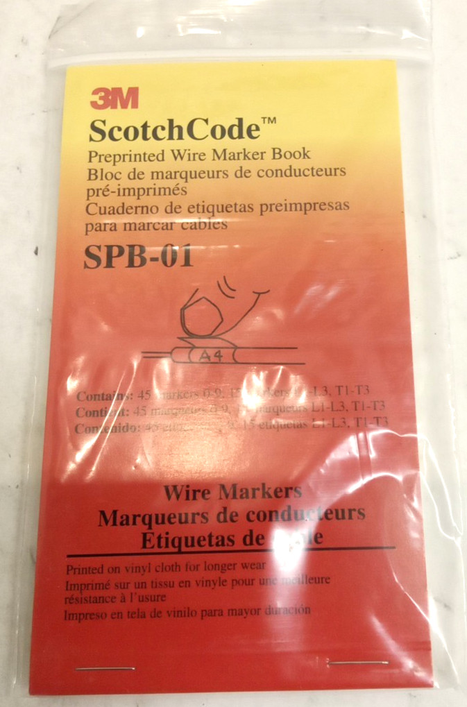 3M 7000132478 ScotchCode SPB-01 PrePrinted Wire Marker Book