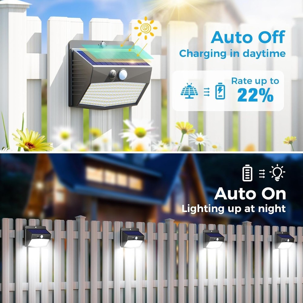 2-Pack Solar Outdoor Motion Sensor Lights - Waterproof & Versatile Illumination
