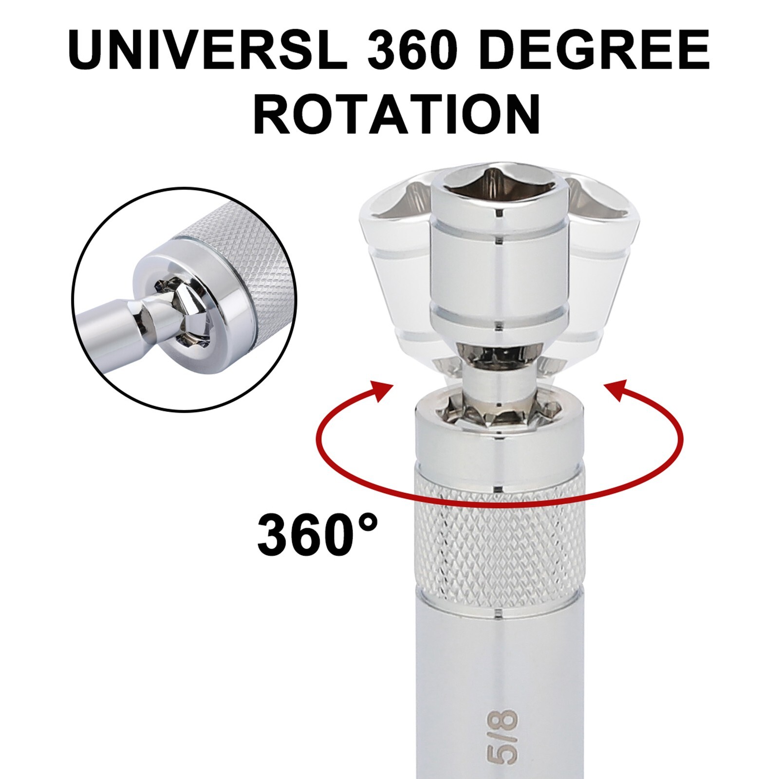 6PC 3/8"Dr. Magnetic Swivel Spark Plug Socket Set Include 9/16" 5/8" 13/16" 14mm