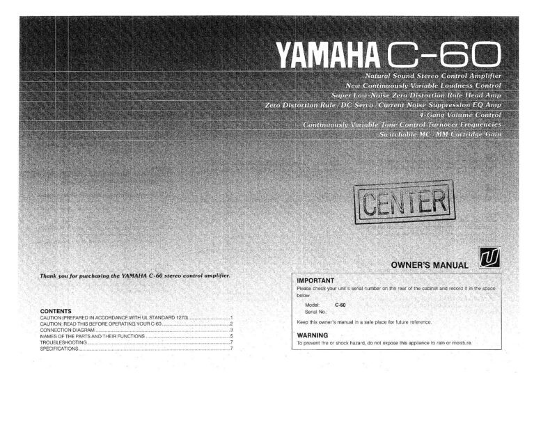 Yamaha C-60 Amplifier Owners Manual