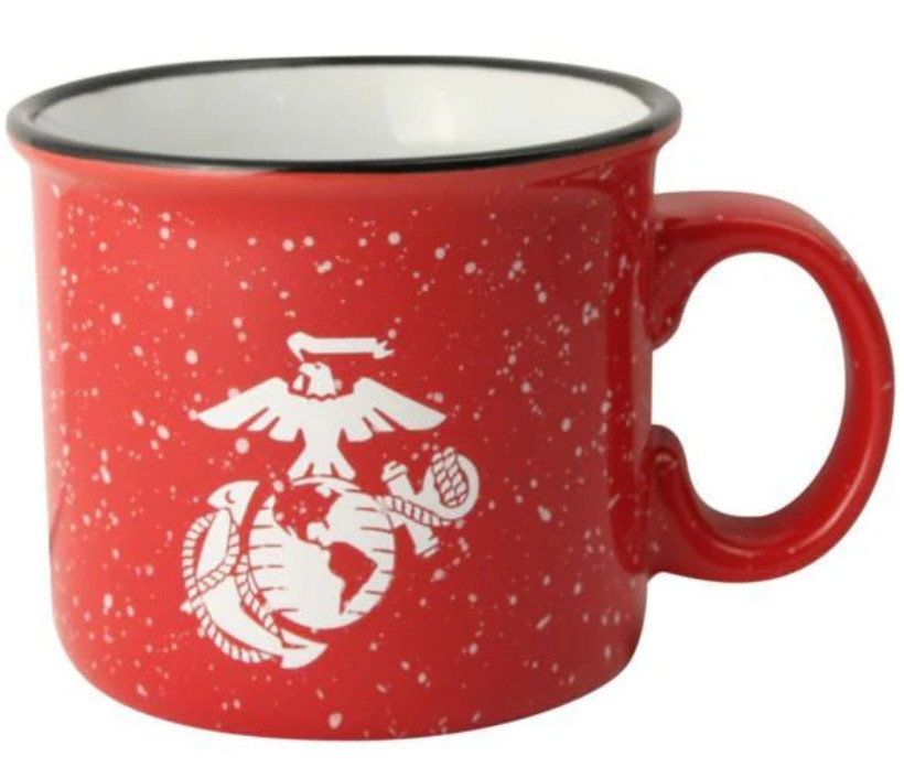 MARINE CORPS EAGLE GLOBE SPECKLE CERAMIC MUG 14 OZ