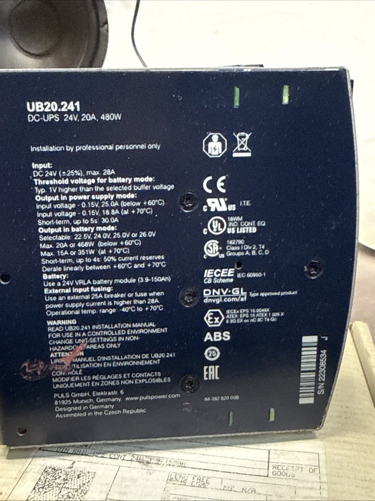 UB20.241, PULS, Dc-Ups Controller, 24Vdc, 20As