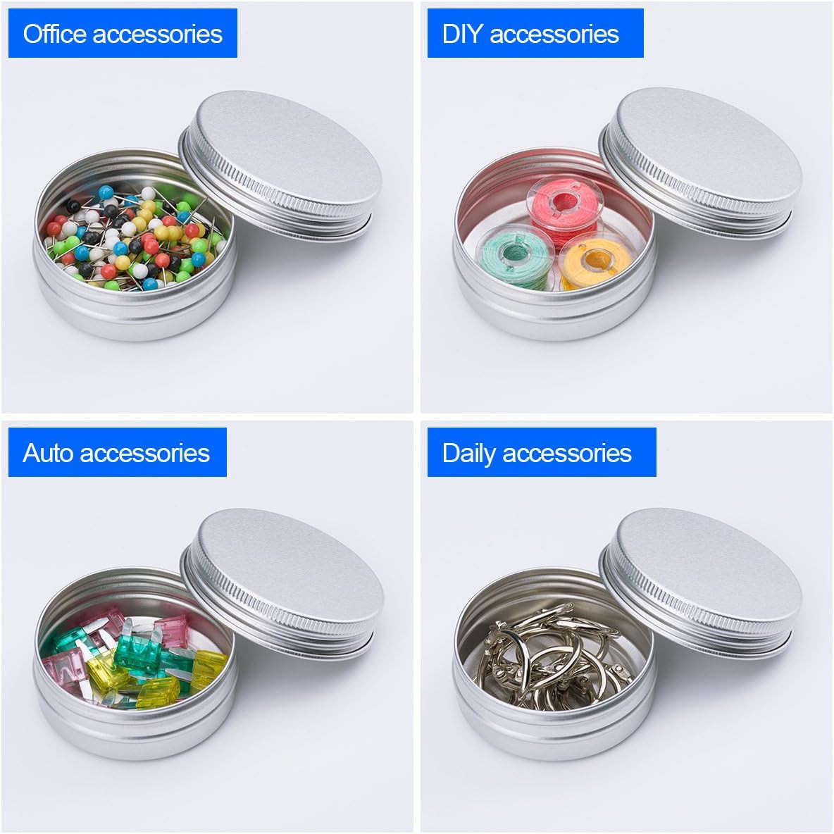 30 Pack Tin Cans Screw Top round Metal Lip Balm Tins Containers with Lids (1Oz)