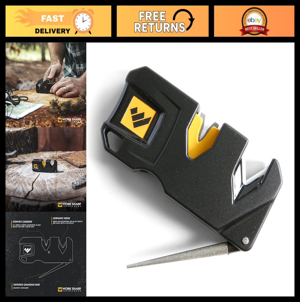EDC Pivot Plus Knife Sharpener - Compact, Portable, Easy to Use, Black Finish