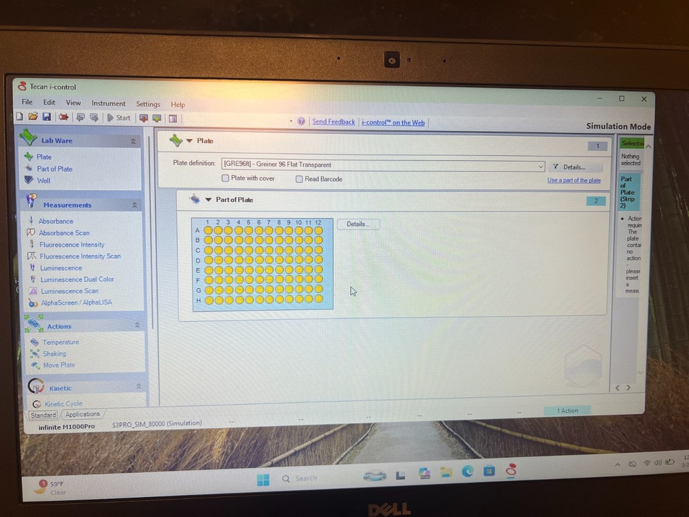 Laptop with Tecan i-control 1.11 software for tecan infinite series plate reader