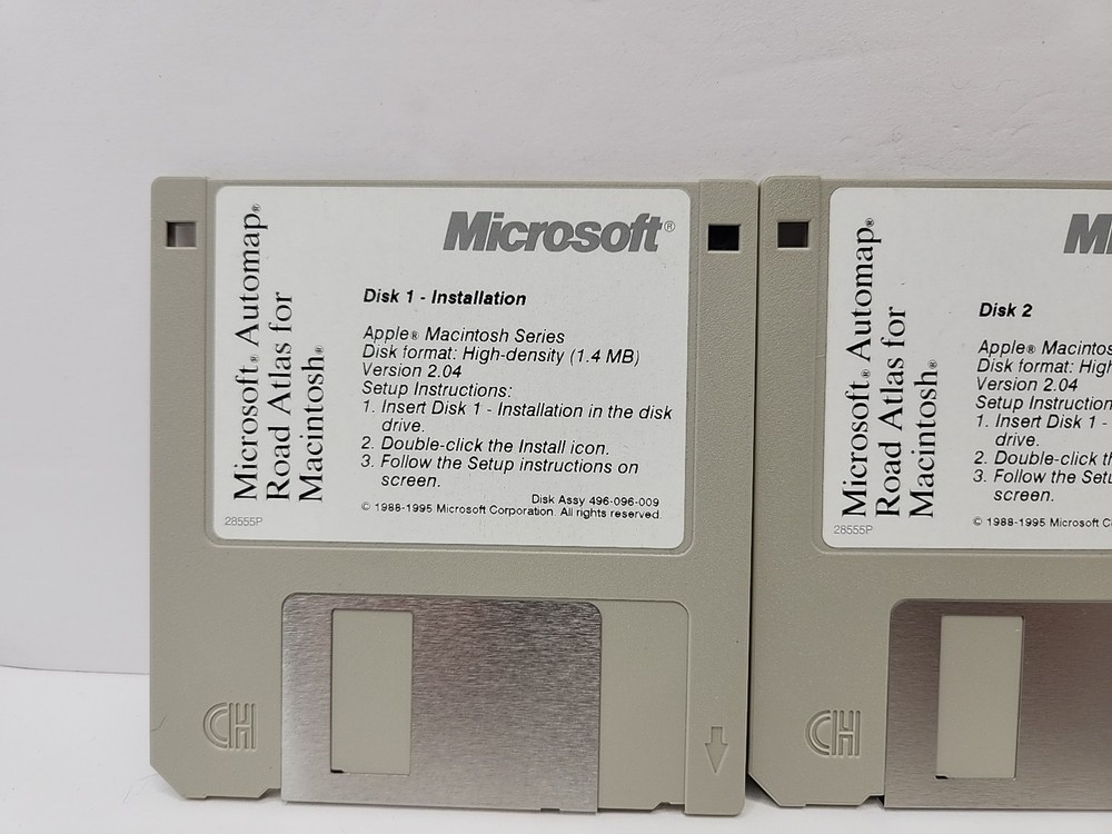 Microsoft AutoMap Road Atlas for Macintosh 3.5" Floppy Disk Version 2.04 1995