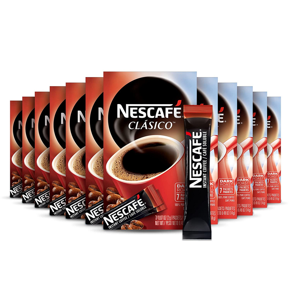 CLASICO, Dark Roast Instant Coffee, 12 Boxes (84 Packets)