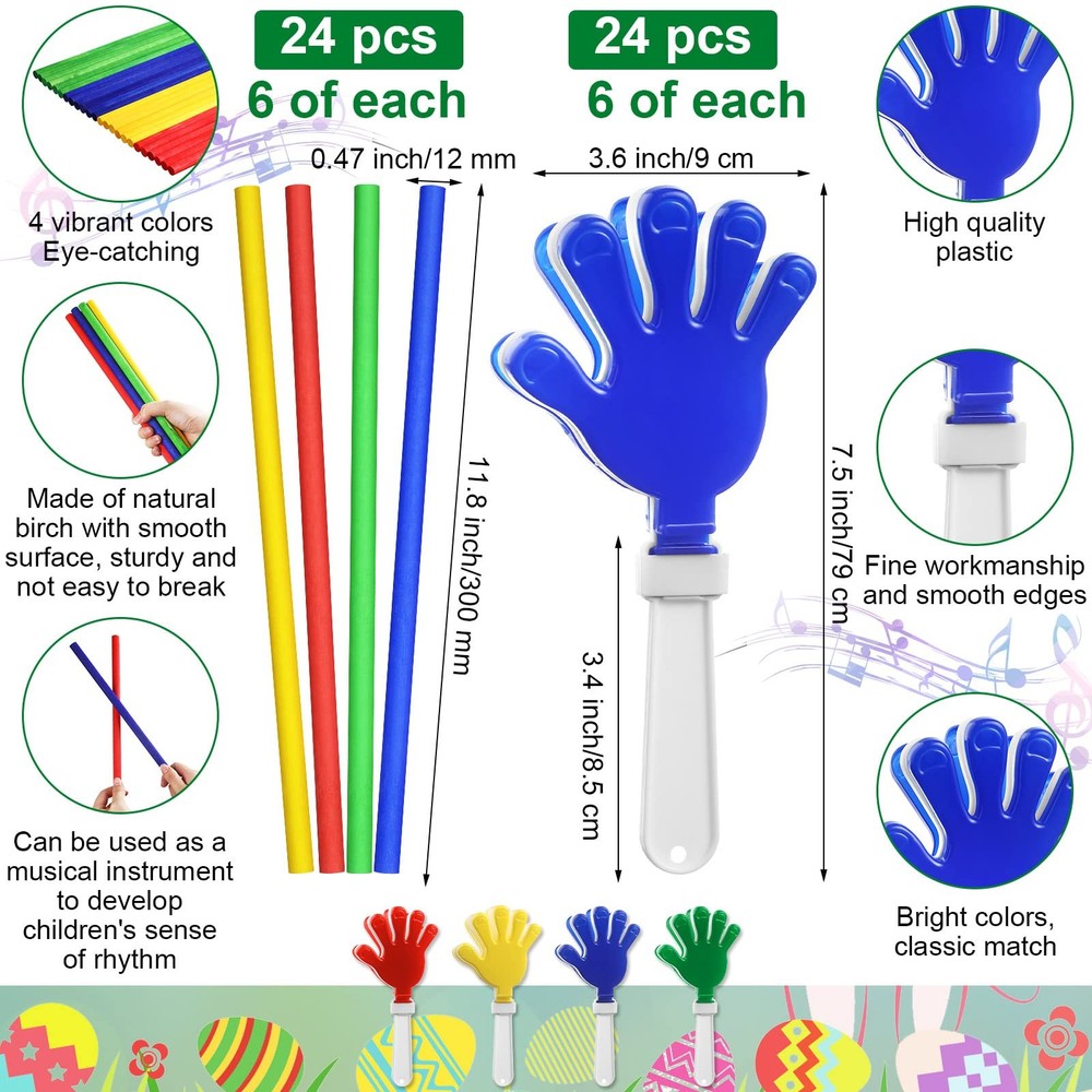 120 Pcs Musical Instruments Learning Percussion Toy Include 24 Plastic Egg Sh...