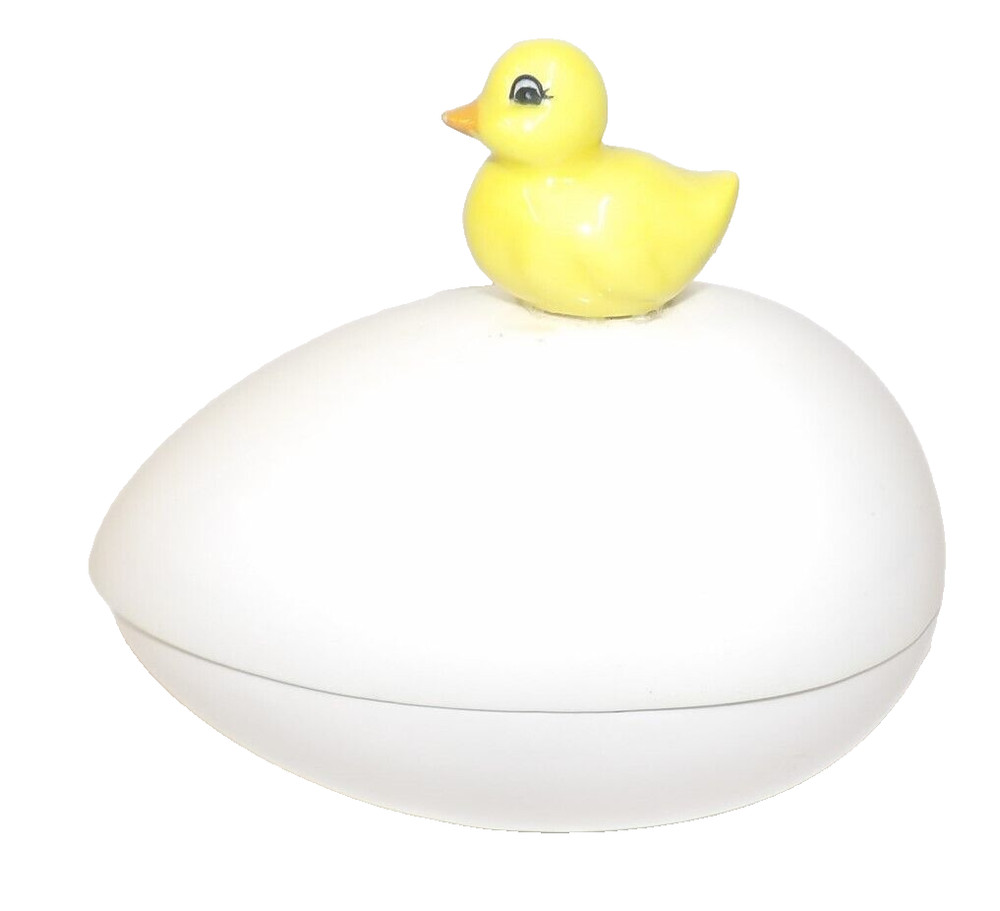 Yellow Easter Duckling on Lidded Egg Candy Container