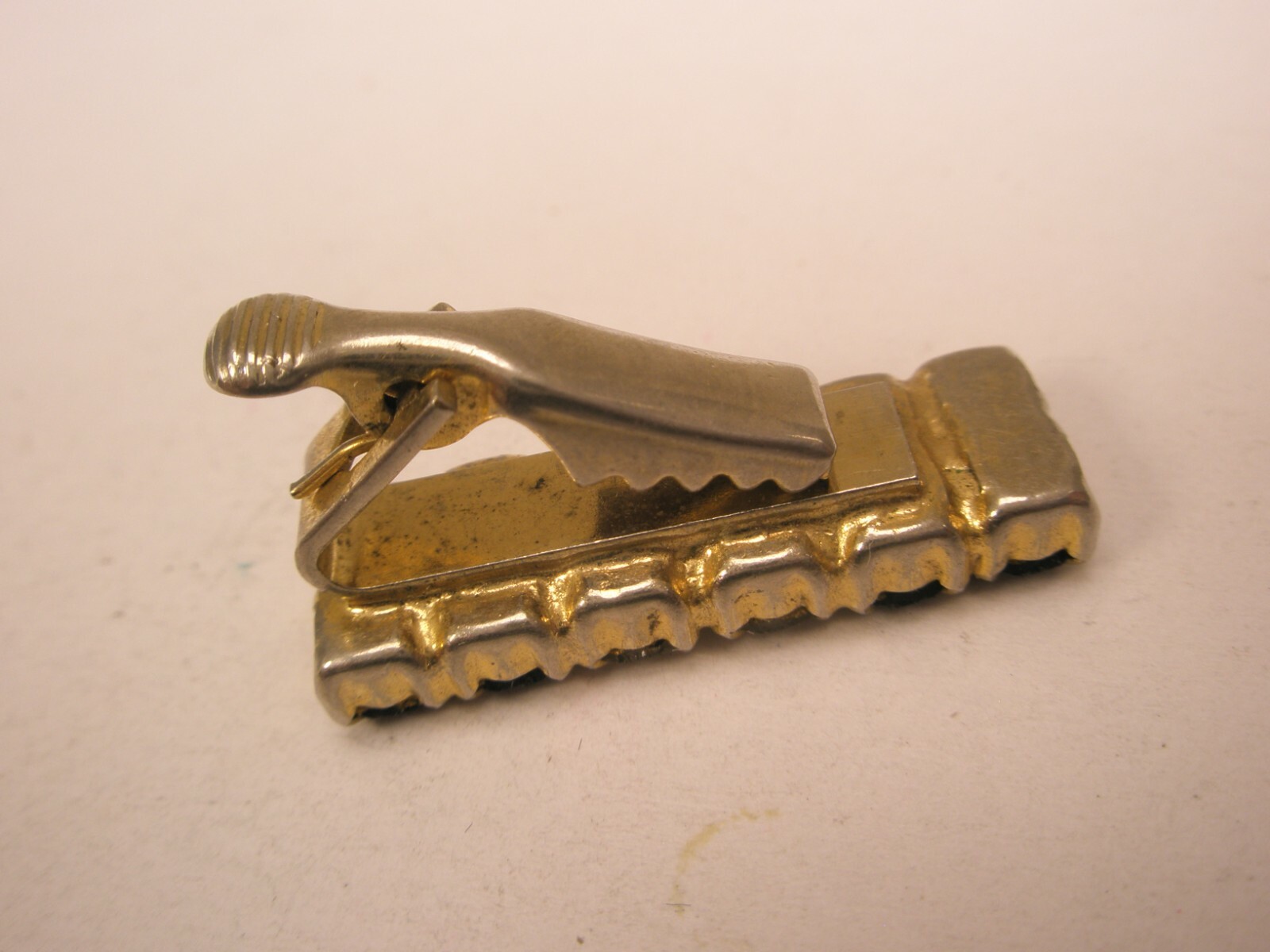 1" wide Black & White Rhinestone Quality Vintage TINY SMALL Tie Bar Clip