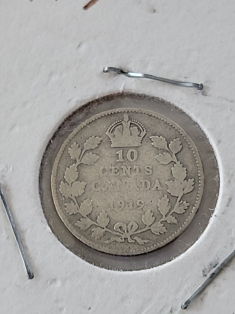 1919 Canada silver 10 cents, George V, 1959