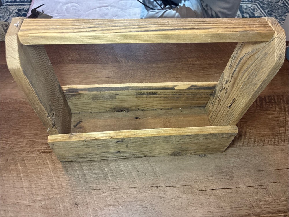 Vintage Wooden Tool Caddy Rustic Storage