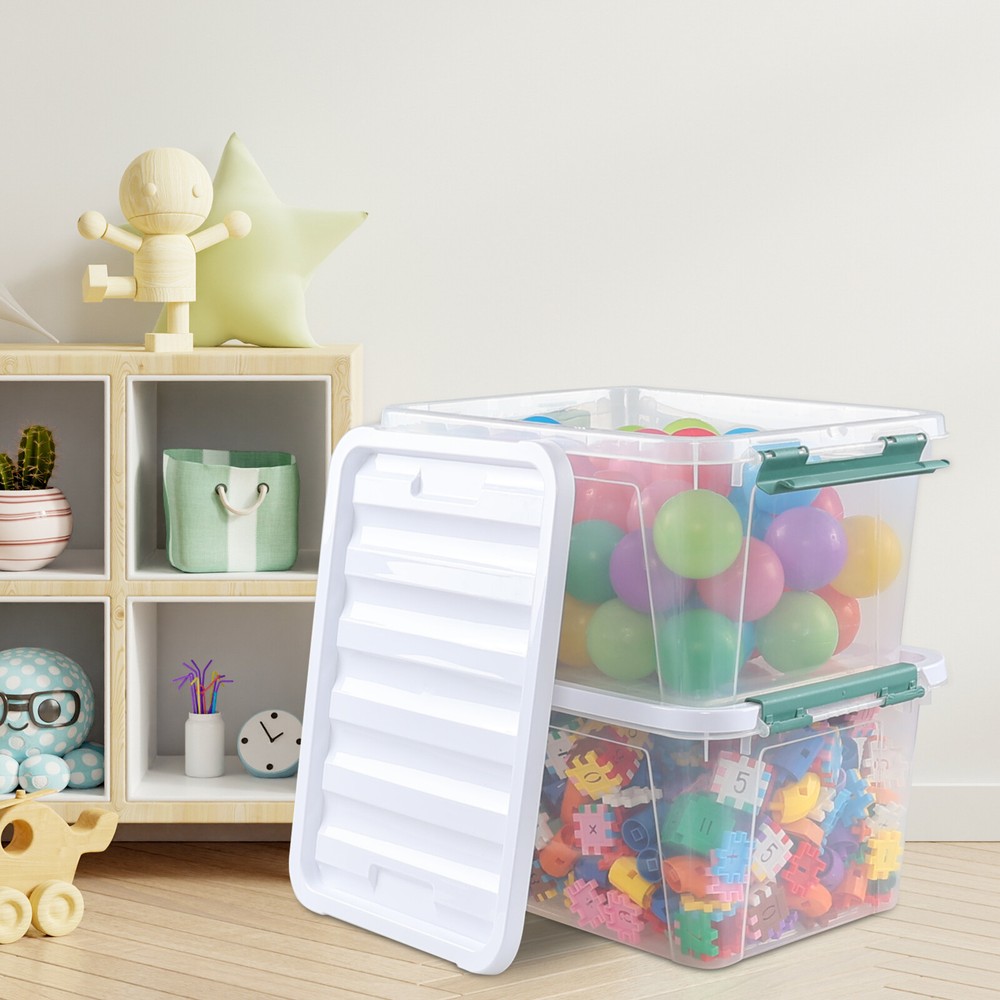 Idotry 4/6Pcaks Stackable Latching Box Plastic Storage Containers Tote, 20 Quart