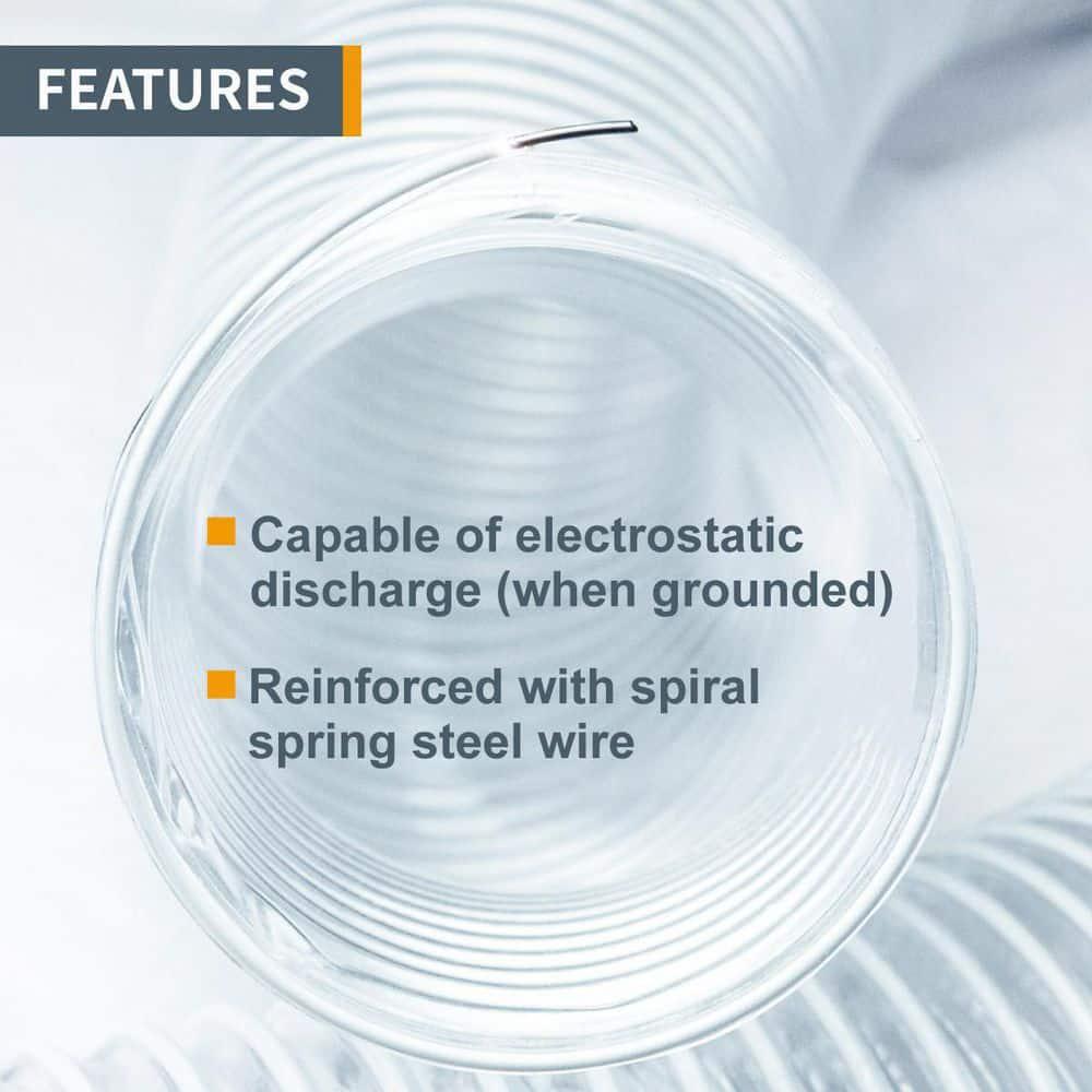 POWERTEC Dust Collection Hose Flexible PVC Clear Color 4 in. Dia. x 10 ft. Long