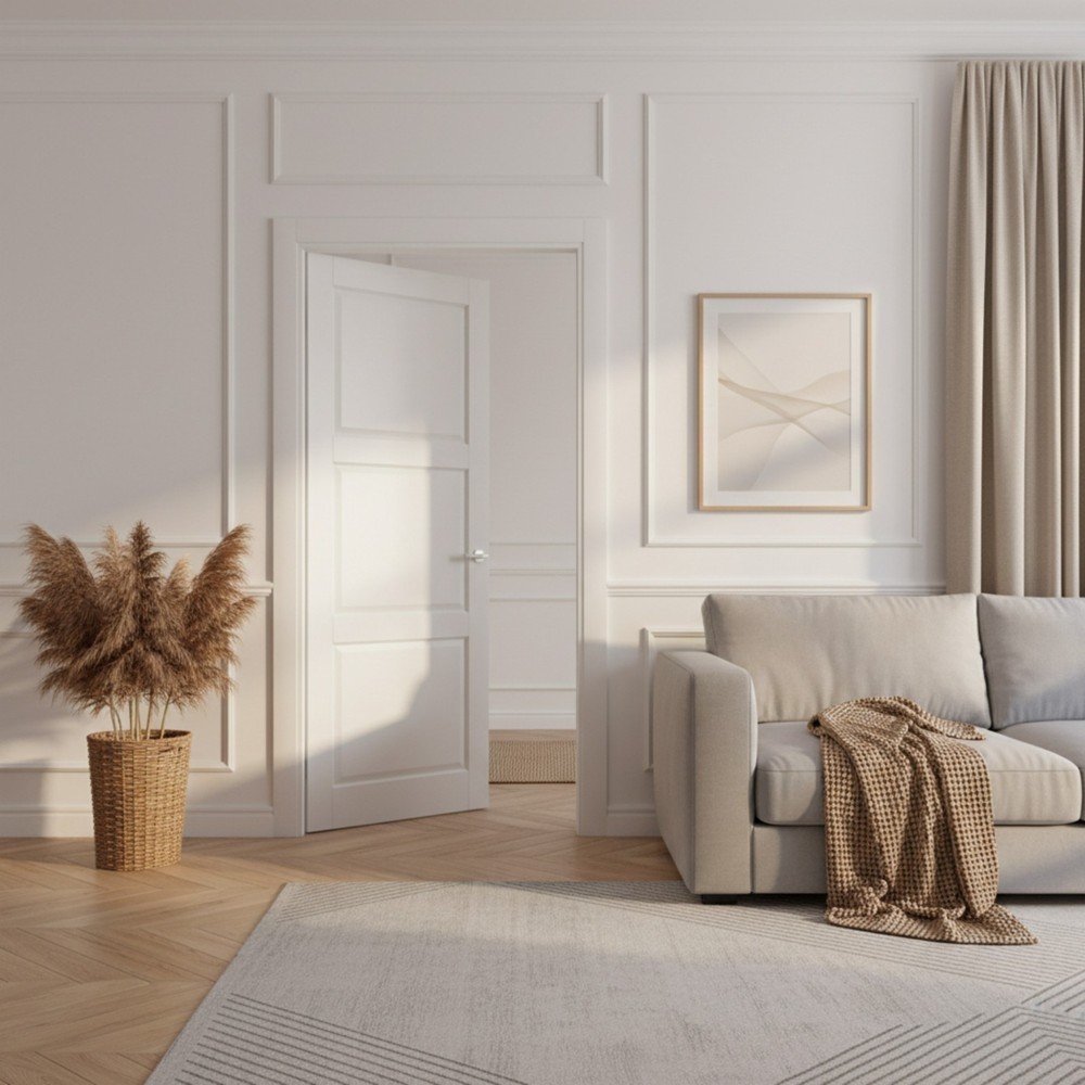 32''x80''3-Panel Solid Core Prehung Interior Door -Pantry/French No Hardware Kit