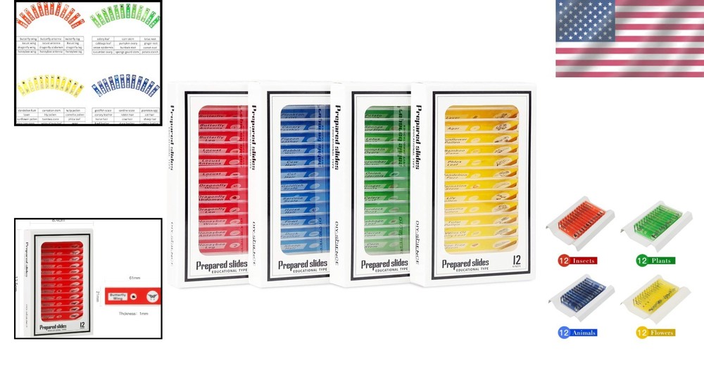 Non-Toxic 48 Prepared Microscope Slides - Ideal for Classroom Science Engagement