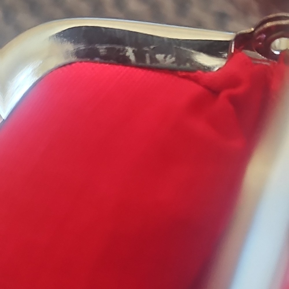 Vintage Red Flowered Change Purse Keychain