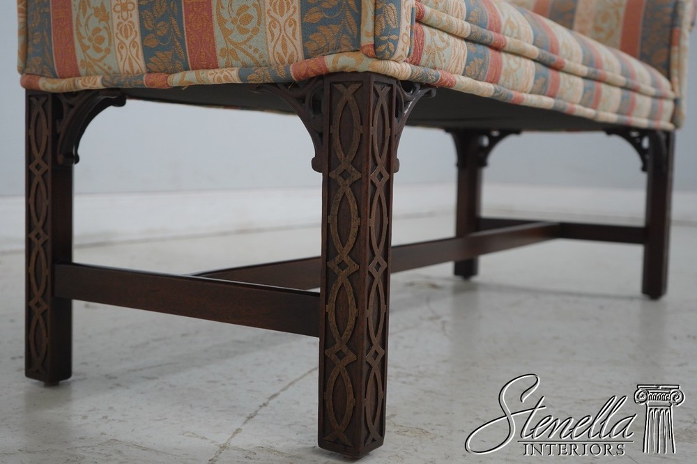69287: Chippendale Mahogany Rolled Arm Window Bench