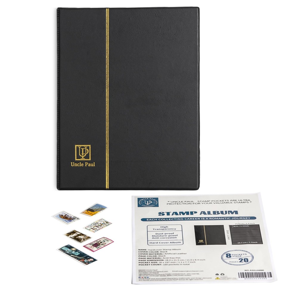 Stamp Albums 160 Pockets - Stockbooks with 30x197mm Sleeves 10 Double Sided