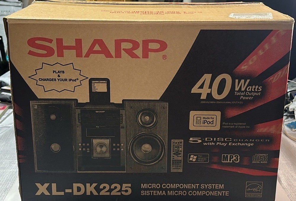 Sharp XL-DK225 Micro Component Stereo System CD Radio iPod Dock-"New" READ NOTE*