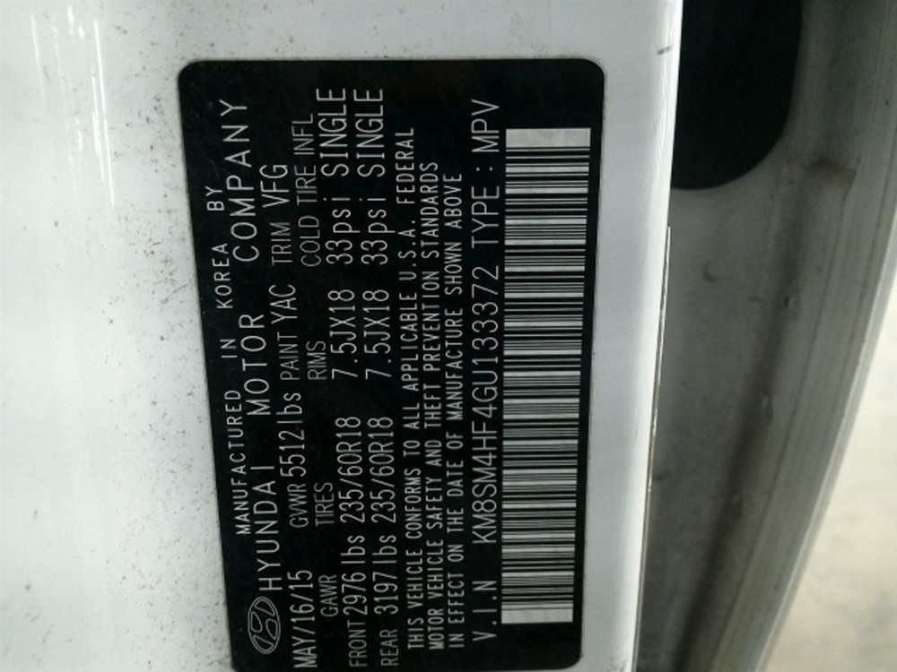 SANTA FE 2016 Fuse Box Cabin 104900974