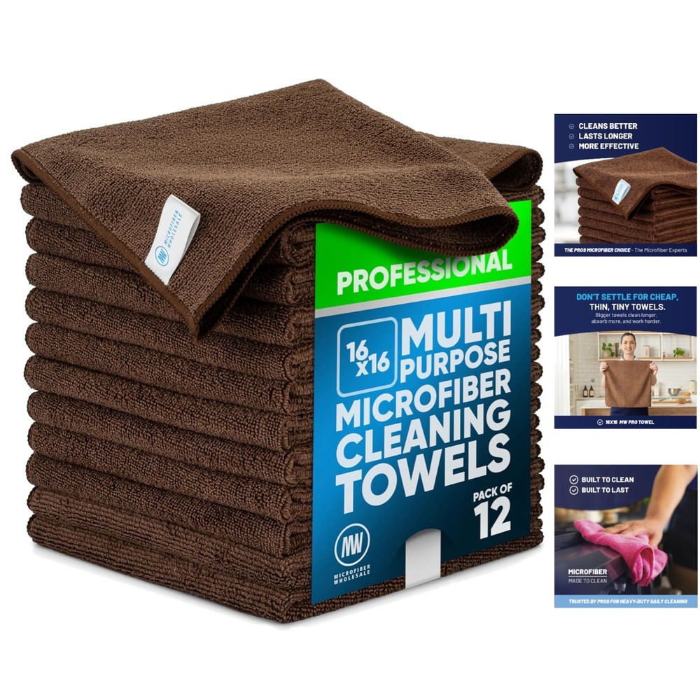 Professional-Grade Microfiber Cleaning Cloths - 12 Pack for Spotless Results