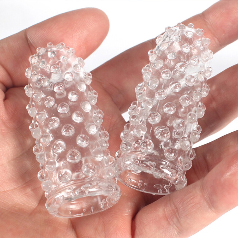 2PCS Finger Silicone spike Condom Reusable Quality Type Permanent Bump Enhancer
