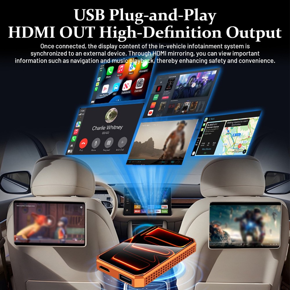 New Wireless CarPlay Android Auto Adapter w/ Android 13 System 4K HDMI Output