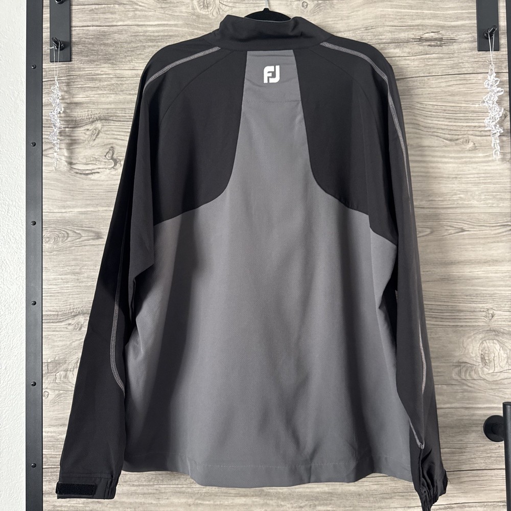 FootJoy Pullover Mens XL 1/4 Zip Lightweight Jacket Performance Golf Black Grey