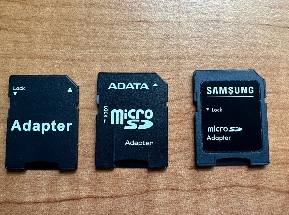 Micro SD Memory Card Adapter Set 3 Used SD memory Card Adapter Samsung- Adata