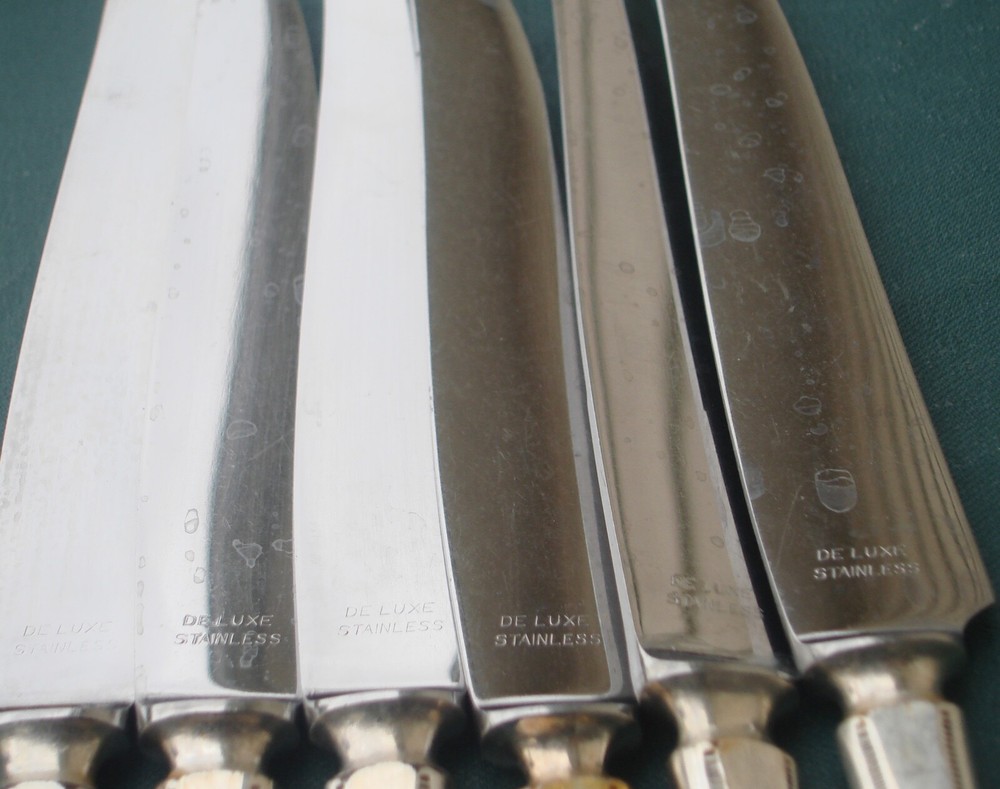 1921 GROSVENOR 6 Dinner Knives Solid Handle Deluxe Stainless Blades