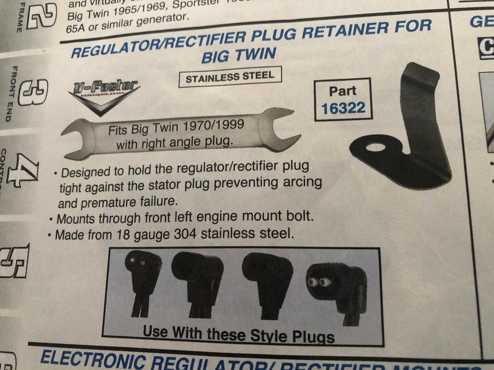 REGULATOR/RECTIFIER W/ RIGHT ANGLE PLUG RETAINER BIG TWIN 1970-99
