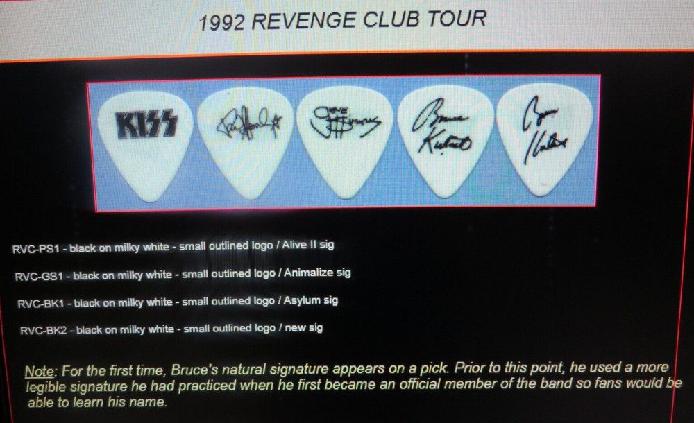 KISS GENE SIMMONS REVENGE CLUB TOUR GUITAR PICK 1992