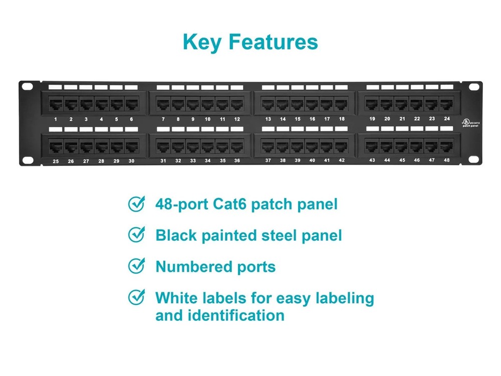 Monoprice 48-port Cat6 Patch Panel, 110 Type (568A/B Compatible)