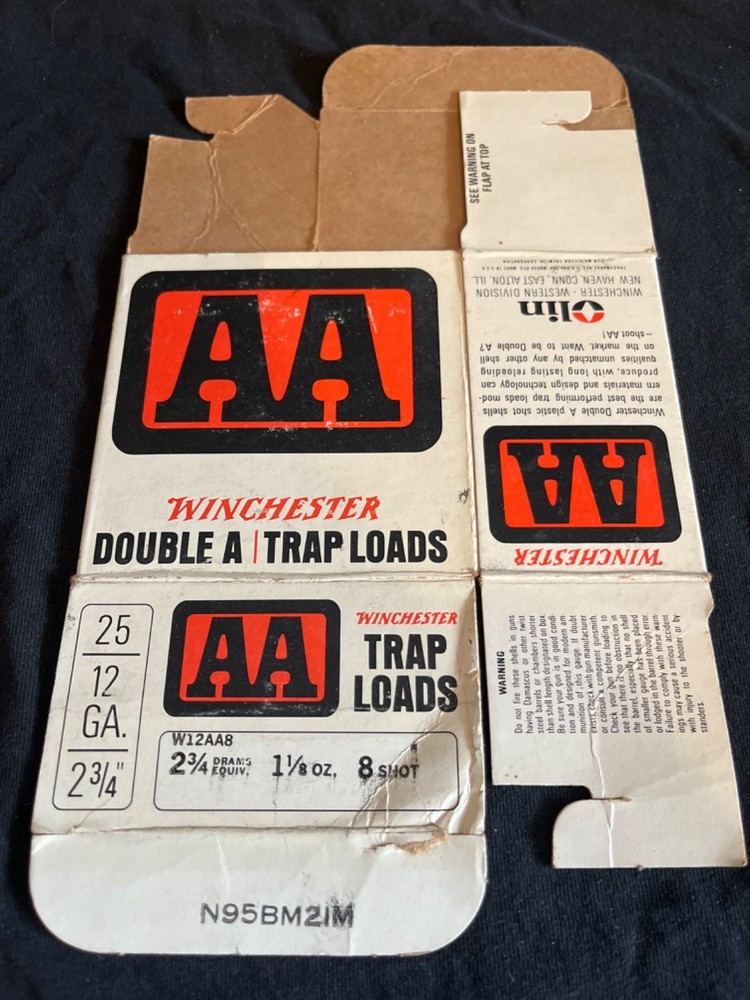 Winchester AA trap loads 12ga. empty shot shell box