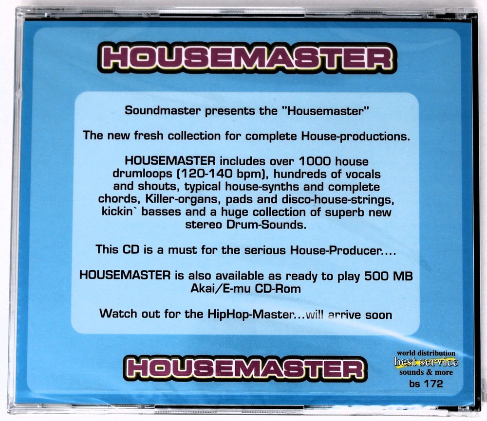 Best Service Housemaster Sample/Sound Library/Sampling CD 1990s SEALED NEW!