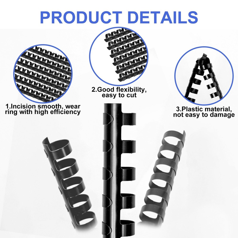 Plastic Binding Combs, 5/8 Inch Diameter,120 Sheet Capacity, Letter Size