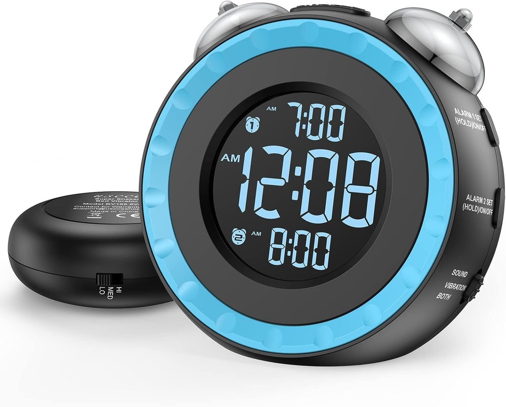 USB Alarm Clock with Bed Shaker - Customizable Brightness & Snooze Function