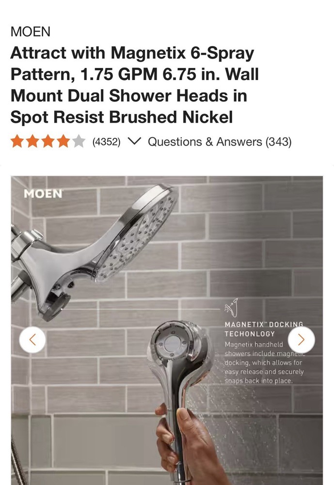 Moen Attract 6 Spray Shower Head