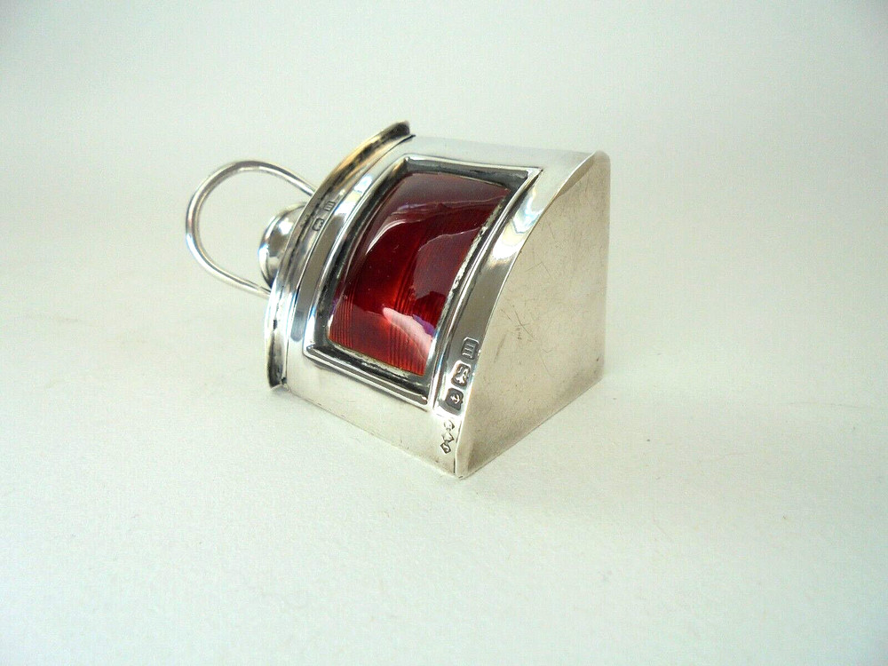 Antique Silver Enamel Lamp Lantern Vesta Case