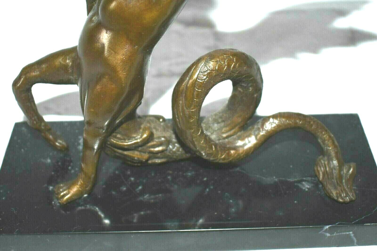 Original ART TAYLOR Dragon Boy Bronze Sculpture Candle Holder Marble Base Signed