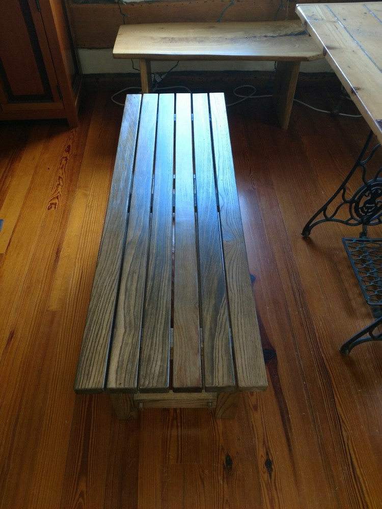 Custom reclaimed chestnut slat bench