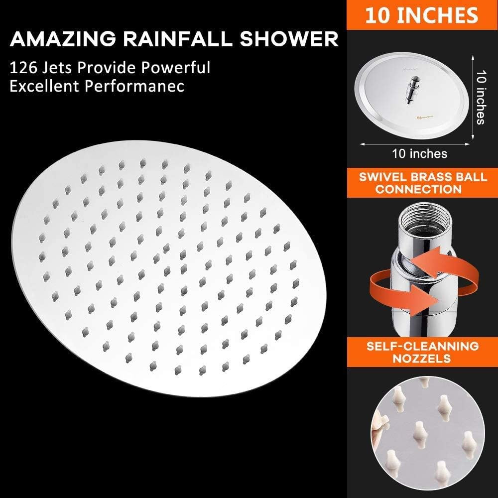 Rain Shower Head, Ultra-Thin Design-Pressure Boosting, Awesome Some Experienc...
