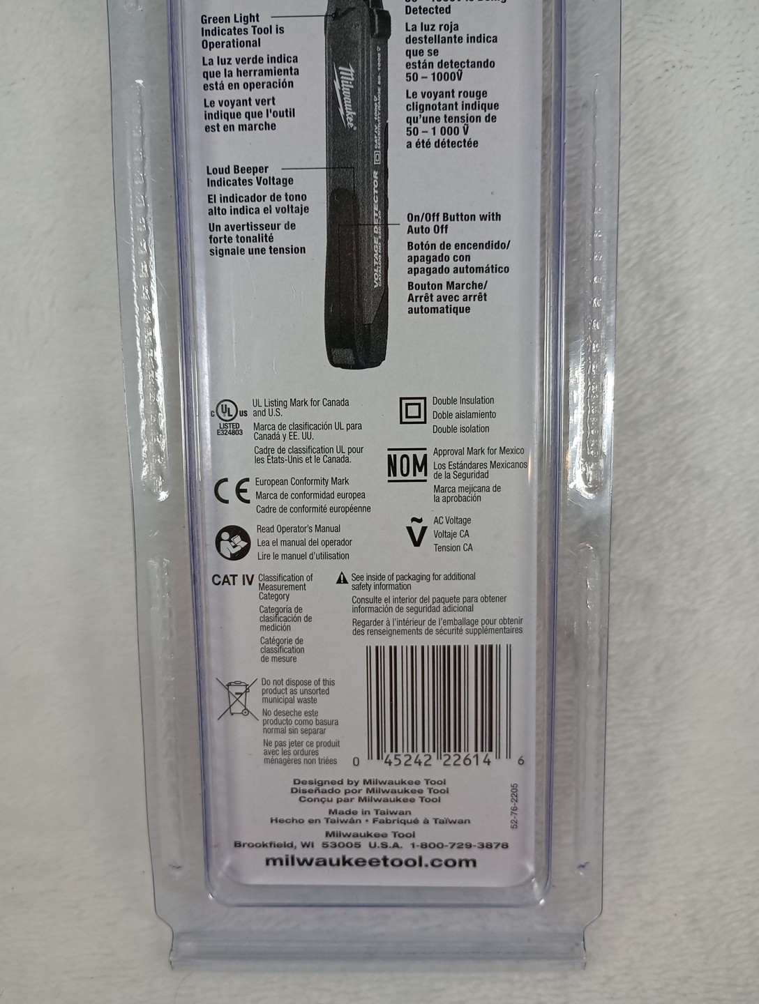 Milwaukee 2202-20 Dual Range Non-Contact Voltage Detector 10-1000V AC CAT IV