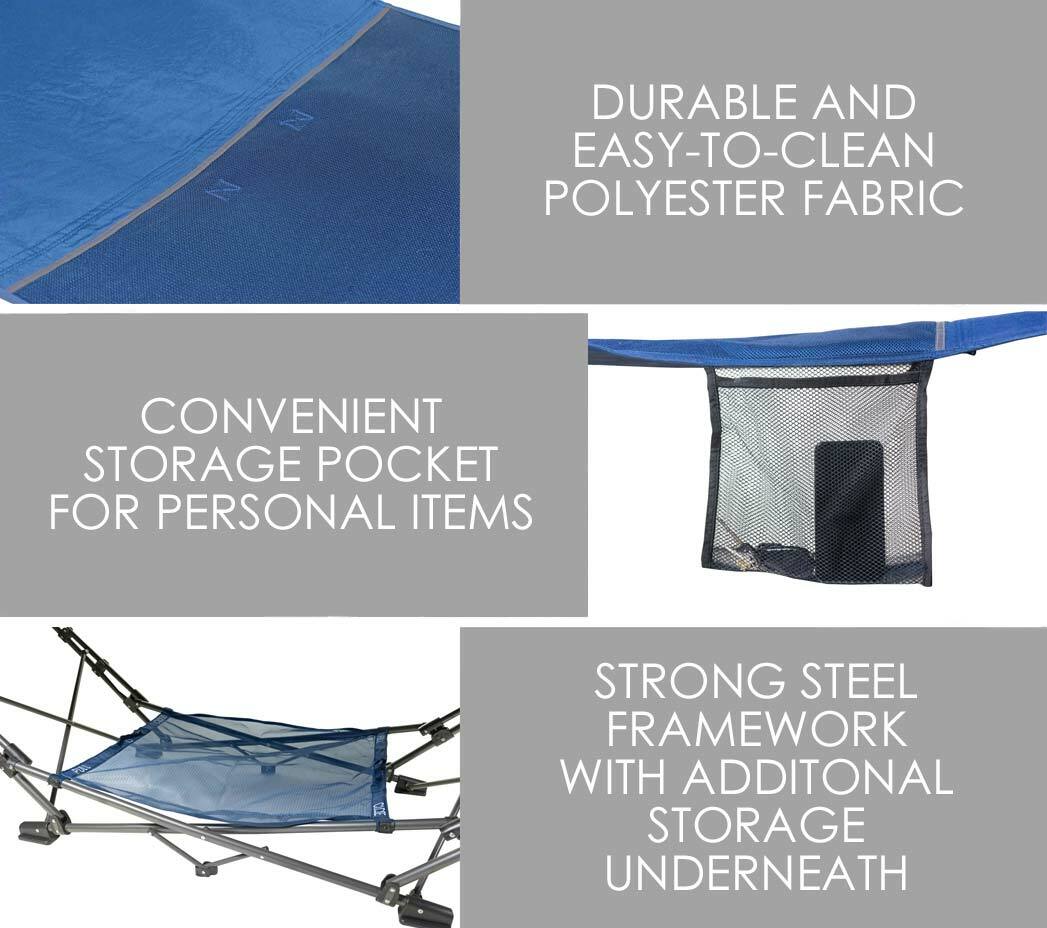 Zenithen (#OC582S-BD) Full-Sized Portable Folding Out/Indoor Hammock, Blue