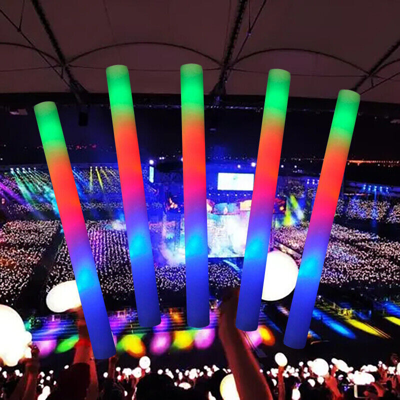 100PCS LED Foam Glow Sticks Party Wedding Flashing LED Light Stick Light-up Bar